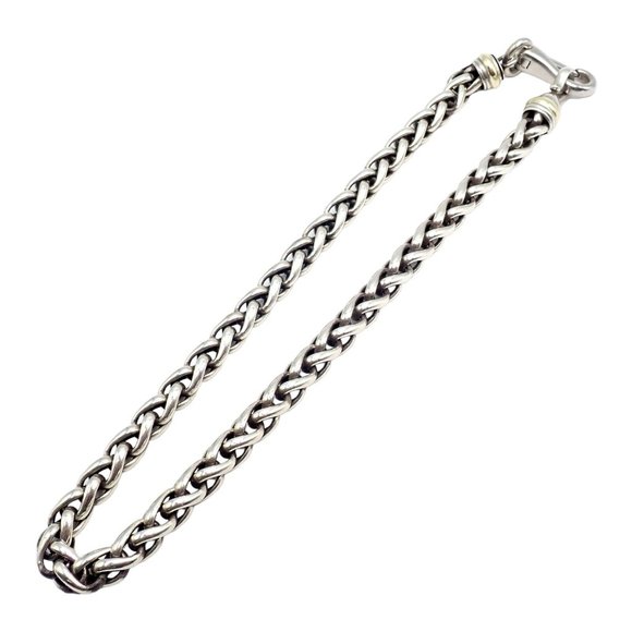 David Yurman DY Sterling Silver 14k Yellow Gold Wheat 8.5mm Chain Necklace 16" - Picture 10 of 10